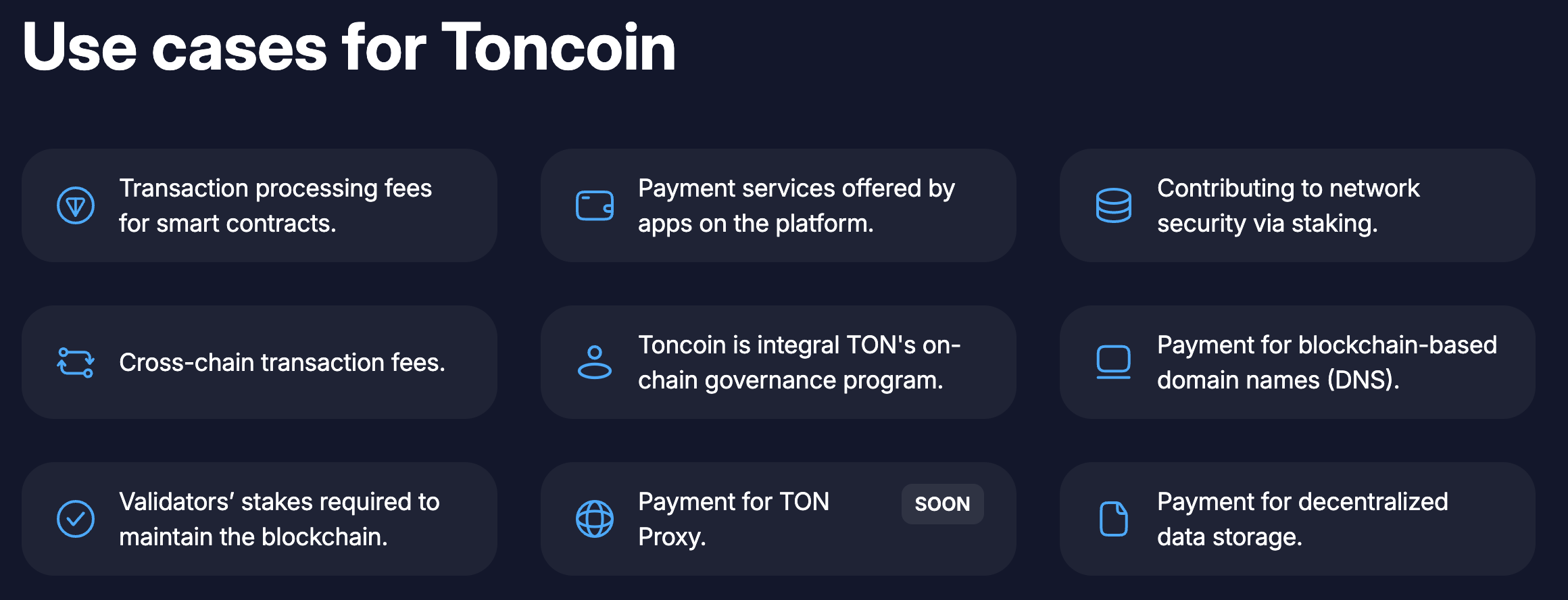 Use Cases for Toncoin